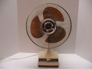 Vintage 12 " Galaxy 3 Speed Oscillating Fan Amber Blades Type 12 - 1 Style K 1 - Cr