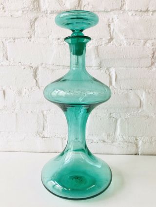 Blenko Art Glass Decanter Wayne Husted 5719 Vintage Barware Mcm Hourglass 60 