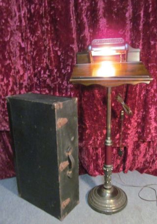 Vintage Funeral Please Register Stand Lighted Ornate Podium Lectern W/carry Case