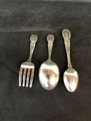 3 pc.  Baby Fork & Spoon Set Antique Towle Sterling Silver 