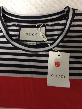 Authentic Rare Gucci Stripe Shirt With Gucci Logo Size Large With Tags 4