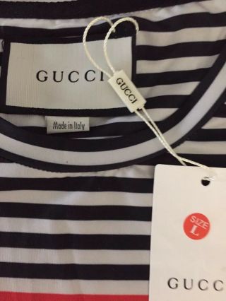 Authentic Rare Gucci Stripe Shirt With Gucci Logo Size Large With Tags 7