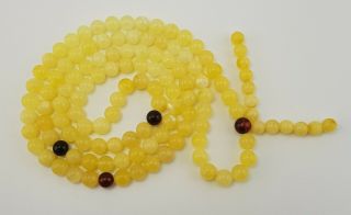 Tibetan Rosary Stone Amber Natural Baltic Bead 38,  1g White Sea Vintage Old A - 182
