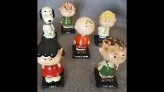 1959 Lego Vintage Peanuts Bobble Heads Complete Set Of All Six Schulz Japan