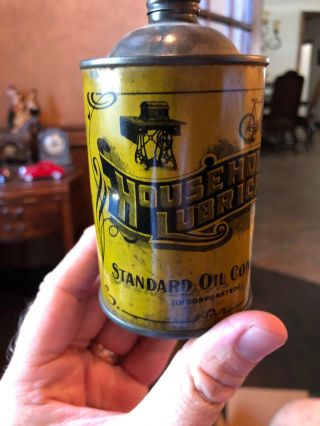 Vintage / Antique 1/2 Pint Cone Top Standard Oil Company Household Lubr Oil Can 2