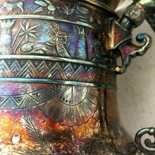 Antique Derby Quadruple Silver Plate Egyptian Motif Pitcher Teapot Coffee Pot