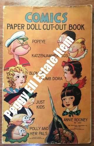 1935 " Comics Paper Doll Cut - Out Book " Featuring Popeye,  Blondie & Others 2097