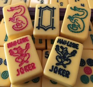 Vintage Mahjong Mah Jongg Bakelite Tile Set Mah Lowe Jokers Complete 162 Tiles
