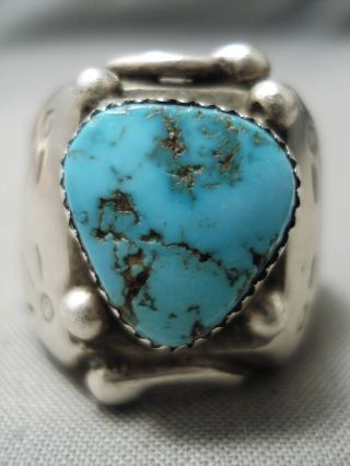 Huge Heavy Vintage Navajo Turquoise Sterling Silver Native American Ring