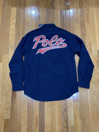 Nwt Vintage Polo Ralph Lauren Script Shirt Sweatshirt 1992 P Wing L Stadium