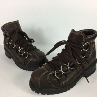Gbx Vintage Leather Scully 6 - Ring Lug Sole Boots Mens 10.  5 Steampunk Biker Shoes