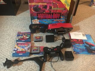 Rare Us Version Nintendo 3d Virtual Boy Game System With 4 Games