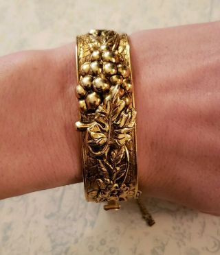 Vintage Victorian Gold Filled Grape Floral Bangle Bracelet