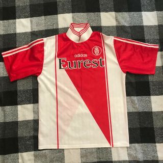 Vintage As Monaco Home Football Shirt 1996 - 1997 Soccer Jersey Adidas Size L