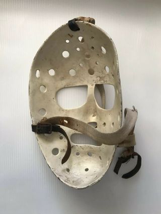 Vintage Cooper Fiberglass Hockey Goalie Face Mask - Leather Straps Pin Stripped 2
