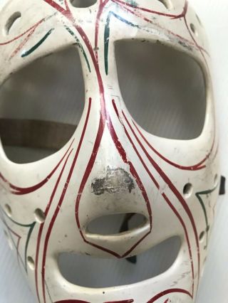 Vintage Cooper Fiberglass Hockey Goalie Face Mask - Leather Straps Pin Stripped 4