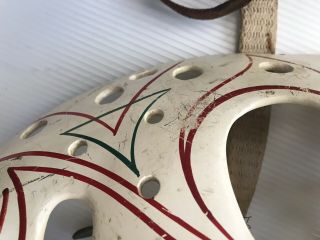 Vintage Cooper Fiberglass Hockey Goalie Face Mask - Leather Straps Pin Stripped 9