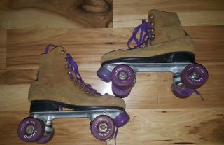 Vintage Suede Roller Skates Size 7 Chicago Plates Legend Wheels See Measurements