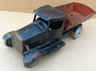 Vtg Metalcraft Sand And Gravel Dump Truck Antique Pressed Steel Dump Truck Toy