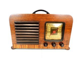 Vintage 1940s Art Deco Near Mid Century Wood Philco Antique Old Tube Radio