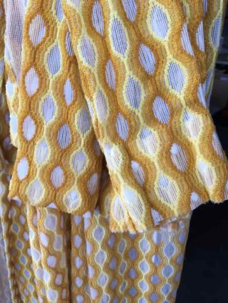 Vtg 46 X 80 Gold Yellow Curtains Drapes Geometric Hippy 70s Mid Mod Psychedelic