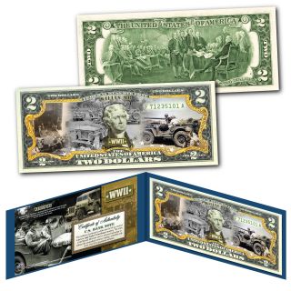 Willys Mb Ford Gpw Jeep Military Truck Wwii World War Ii U.  S.  $2 Bill