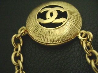 Auth Chanel Vintage Gold CC Round Chain Choker Necklace 3