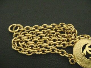 Auth Chanel Vintage Gold CC Round Chain Choker Necklace 5