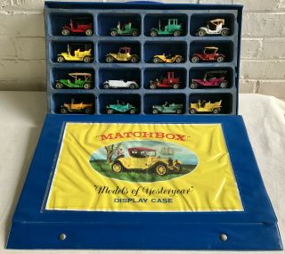 Vintage 1969 British Set Models Of Yesteryear Matchbox Display Case 16 Different