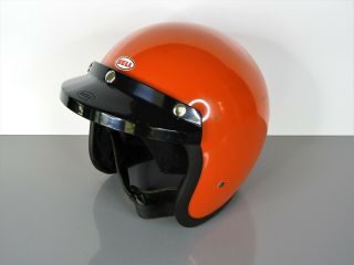 Vintage 1960s " Bell " Toptex R - T Orange Race Motorcycle Helmet 7 - 3/8