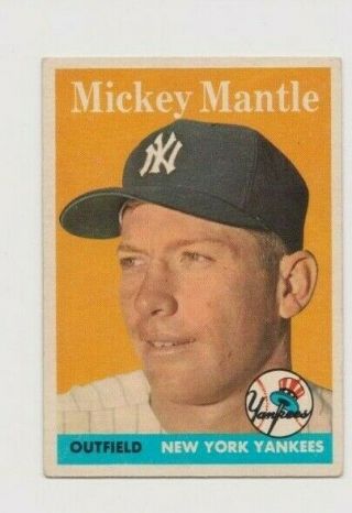 1958 Topps Mickey Mantle 150 Great Vintage Hall - Of - Famer Card,