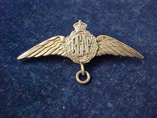 Orig Ww2 " Rcaf " Sweetheart Pilot Wing " Sterling Silver " Small Bottom Loop