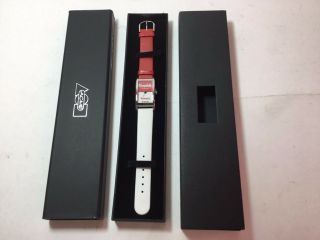 Vintage Campbell ' s Soup Andy Warhol Curvex Style Red/White Watch 4