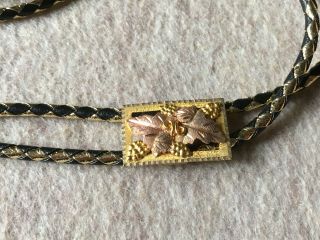 Vintage Black Hills Gold 10k Solid Gold Tri Color Western Bolo Tie