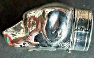 Vintage Solid Silver Dogs Head,  Vesta Match Case,