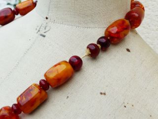 VINTAGE JUMBO EGG YOLK,  BUTTERSCOTCH,  REAL AMBER BEADS NECKLACE - floats in water 3