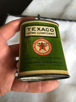 Vintage Handy Oiler Gun Oil Can Tin Lead Top Texaco Green Household Oil 2