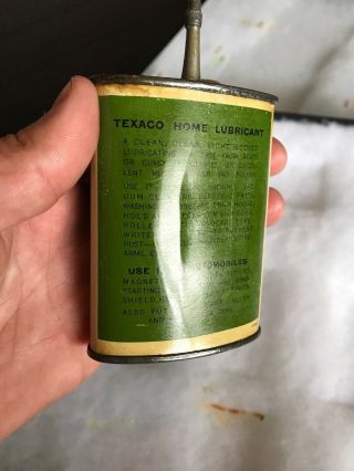 Vintage Handy Oiler Gun Oil Can Tin Lead Top Texaco Green Household Oil 5