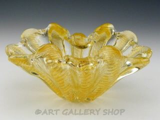 Vintage Murano Italy Art Glass Hand Blown Gold Fleck Candy Nut Bowl