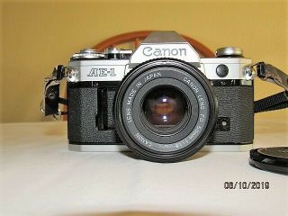 Vintage Canon AE - 1 35mm Film Camera - Black & Chrome Body - 2