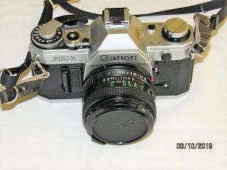 Vintage Canon AE - 1 35mm Film Camera - Black & Chrome Body - 8