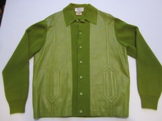 Damon Made In Italy Green Wool & Leather Sweater Men 
