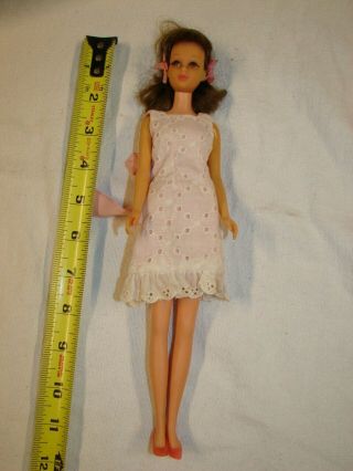 Vintage 1966 Japan On Rear Barbie Doll Francie Rooted Eyelashes Tagged Dress