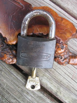 Vtg Antique Ideal Security Padlock Brass By Pazpraiz 16 Pin Tumblers Made Brazil