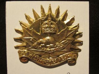 Westminster Regiment Canada Wwii Era Brass Cap Badge Signed Scully