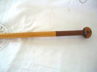 Vintage Wooden Walking Stick/dress Cane - Rounded Top With Golden Crest Plaque