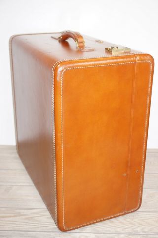 Vintage Hartmann Custom Built Caramel Leather Large Suitcase
