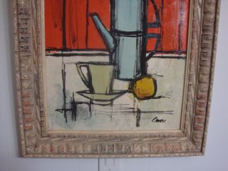 Vintage Mid - Century Abstract Expressionist Still Life Oil Painting - Signed Amen 2