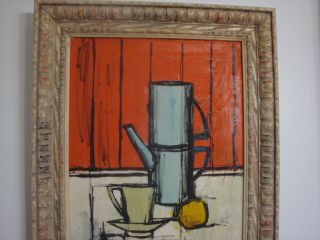 Vintage Mid - Century Abstract Expressionist Still Life Oil Painting - Signed Amen 3