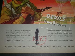1943 PARATROOPER WWII PARACHUTE DEVILS FROM HEAVEN vintage JOYCE Trade print ad 3